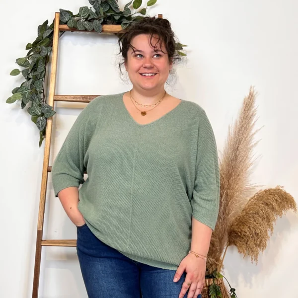 Z163- Pull Nid d'Abeille (Gt) 🇮🇹 - kaki - taille-unique-grande-taille