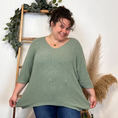 Z163- Pull Nid d'Abeille (Gt) 🇮🇹 - kaki - taille-unique-grande-taille