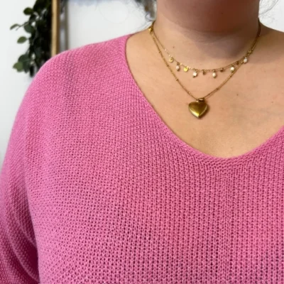 Z163- Pull Nid d'Abeille (Gt) 🇮🇹 - rose-bebe - taille-unique-grande-taille