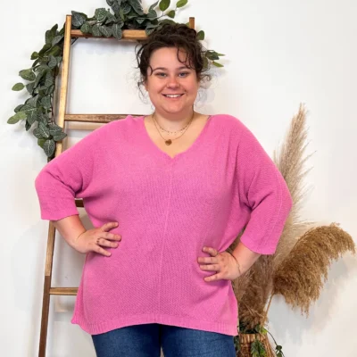 Z163- Pull Nid d'Abeille (Gt) 🇮🇹 - rose-bebe - taille-unique-grande-taille