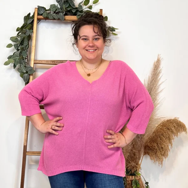 Z163- Pull Nid d'Abeille (Gt) 🇮🇹 - rose-bebe - taille-unique-grande-taille