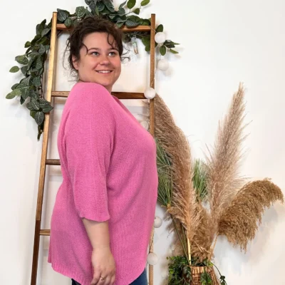 Z163- Pull Nid d'Abeille (Gt) 🇮🇹 - rose-bebe - taille-unique-grande-taille