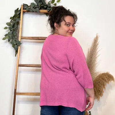 Z163- Pull Nid d'Abeille (Gt) 🇮🇹 - rose-bebe - taille-unique-grande-taille