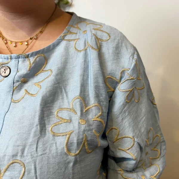 Z769- Tunique Christy Marguerites (T44-T52) - bleu-ciel - 52