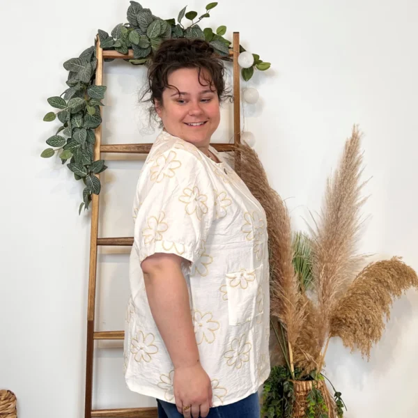 Z769- Tunique Christy Marguerites (T44-T52) - blanc - 52