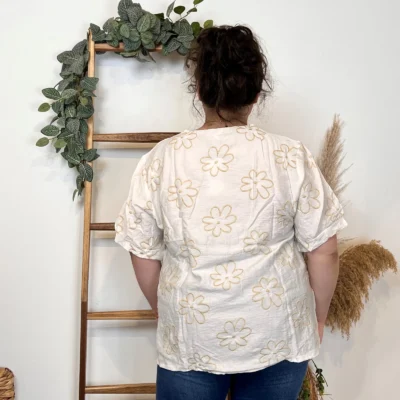 Z769- Tunique Christy Marguerites (T44-T52) - blanc - 52