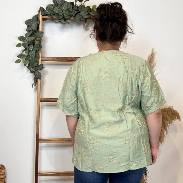 Z769- Tunique Christy Marguerites (T44-T52) - vert-celadon - 52