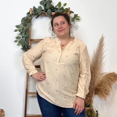 Z772- Blouse brodée Christy (T44-T52) - beige - 52