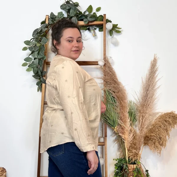 Z772- Blouse brodée Christy (T44-T52) - beige - 52