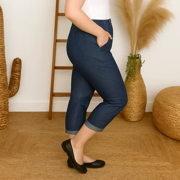 T581- Pantacourt 95% coton JST (T38-T52) - denim - 58