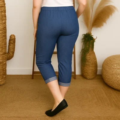 T581- Pantacourt 95% coton JST (T38-T52) - denim - 58