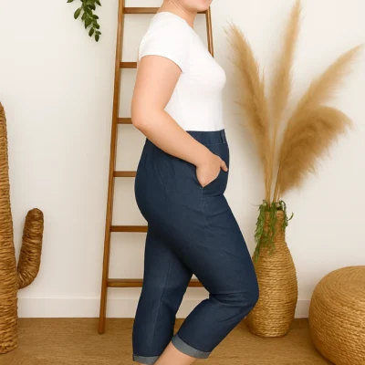 T581- Pantacourt 95% coton JST (T38-T52) - denim - 58