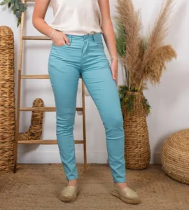 Jean coupe Slim Voggo (T36-T44) - vert-celadon - 44