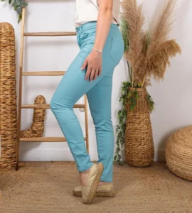 Jean coupe Slim Voggo (T36-T44) - vert-celadon - 44