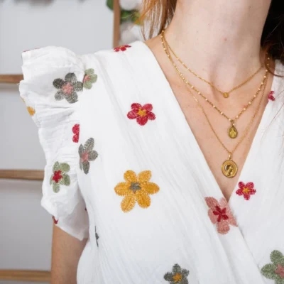 K301- Robe coton "By One" (T36-T40) - blanc - 38