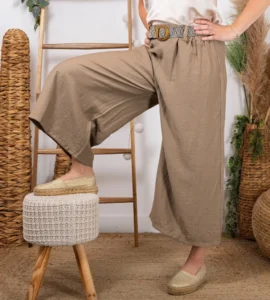Pantalon court Coupe Flare (Tu) - taupe - taille-unique