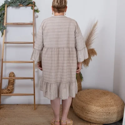 Z319- Robe coton délavé C'Mélodie - taupe - taille-unique-grande-taille