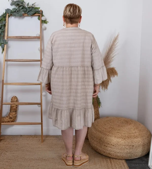 Z319- Robe coton délavé C'Mélodie - taupe - taille-unique-grande-taille