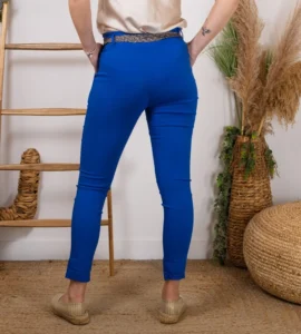 Pantalon stretch femme ceinture fantaisie T36-T50 - bleu-royal - 50