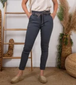 Pantalon stretch femme ceinture fantaisie T36-T50 - gris - 50