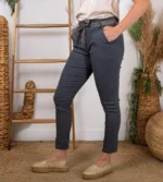 Pantalon stretch femme ceinture fantaisie T36-T50 - gris - 50