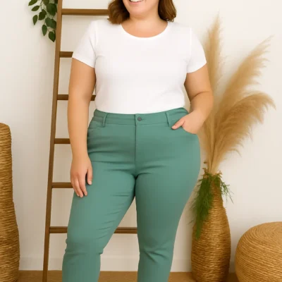 P096- Jean 7/8ème Voggo (T42-T50) - vert-celadon - 50