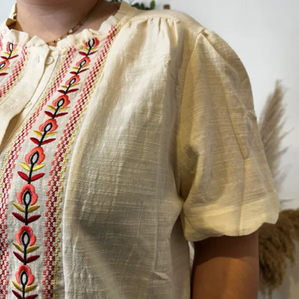 K294- Blouse Fleurie (T40-T48) - beige - 48