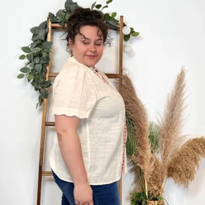 K294- Blouse Fleurie (T40-T48) - beige - 48