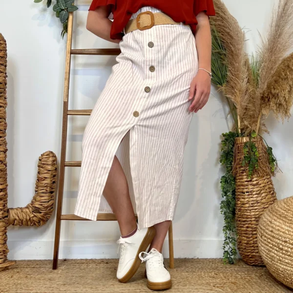 L725- Jupe rayures Tennis (Tu) 🇮🇹 - camel - taille-unique