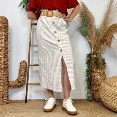 L725- Jupe rayures Tennis (Tu) 🇮🇹 - kaki - taille-unique