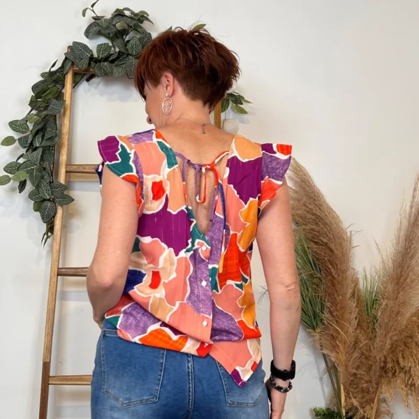 K263- Top Coloré dos boutonné (T36-T40) - orange - 38