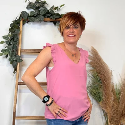 N087- Blouse unie By One (T36-T38) - rose-bebe - 38