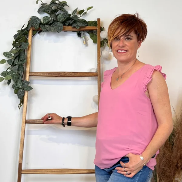 N087- Blouse unie By One (T36-T38) - rose-bebe - 38