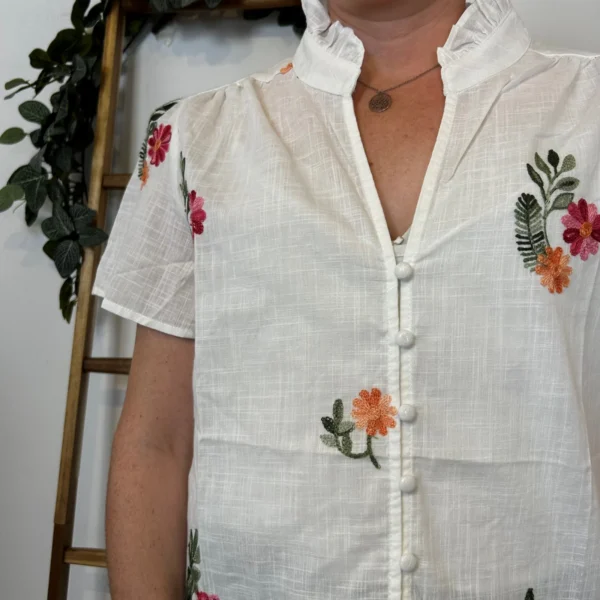 K253 - Chemise fleurie By One (T36-T40) - blanc - 38