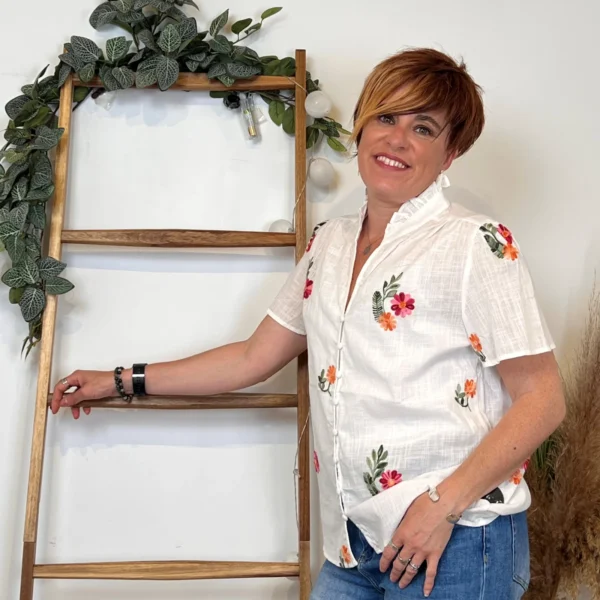 K253 - Chemise fleurie By One (T36-T40) - blanc - 38