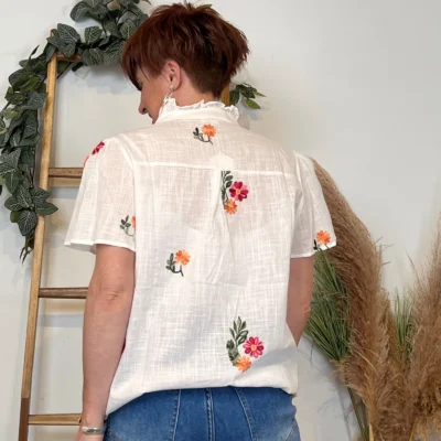 K253 - Chemise fleurie By One (T36-T40) - blanc - 38