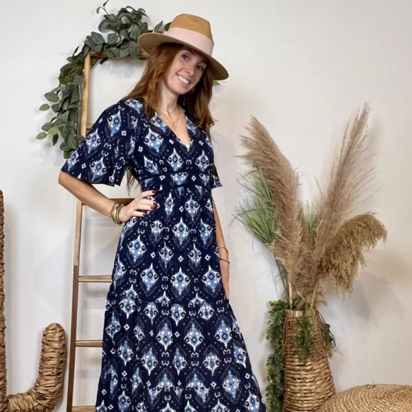 K241- Robe longue "By One" (T36-T40) - marine - 38