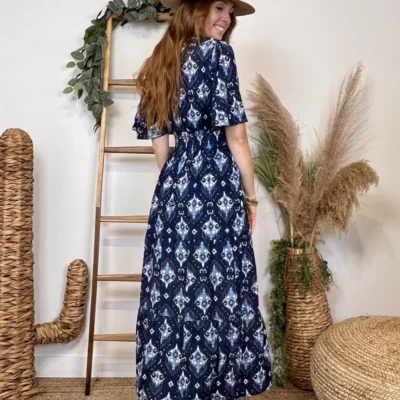 K241- Robe longue "By One" (T36-T40) - marine - 38