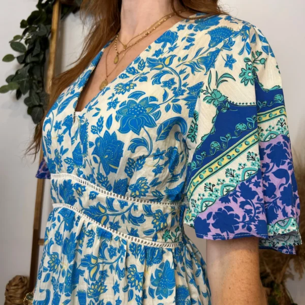 K225 - Robe longue "By One" (T36-T40) - bleu-turquoise - 38