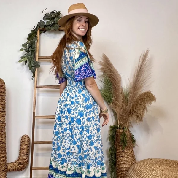 K225 - Robe longue "By One" (T36-T40) - bleu-turquoise - 38