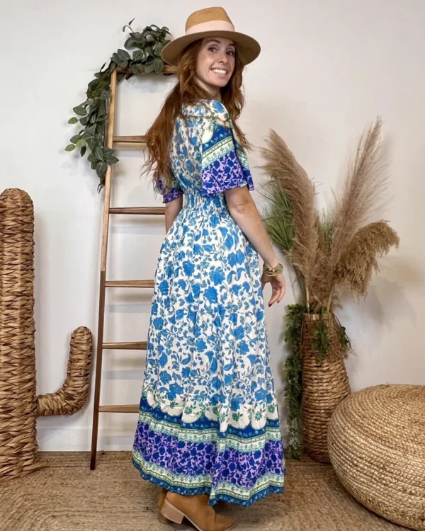 K225 - Robe longue "By One" (T36-T40) - bleu-turquoise - 38