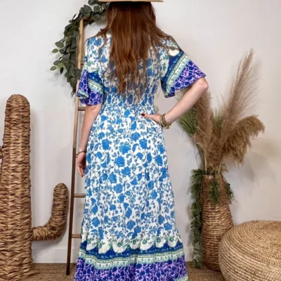 K225 - Robe longue "By One" (T36-T40) - bleu-turquoise - 38