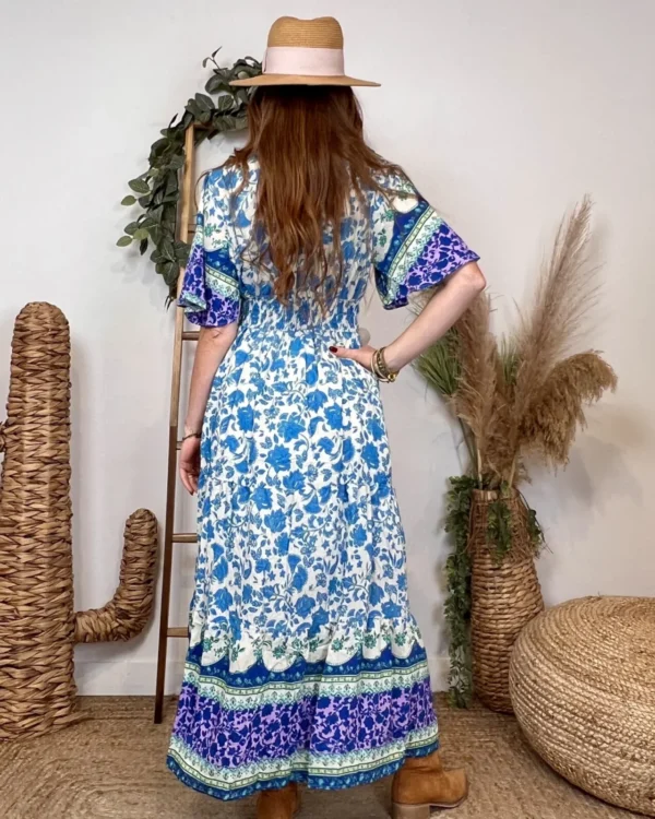 K225 - Robe longue "By One" (T36-T40) - bleu-turquoise - 38