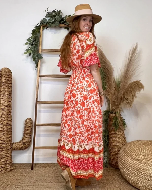 K225 - Robe longue "By One" (T36-T40) - corail - 38