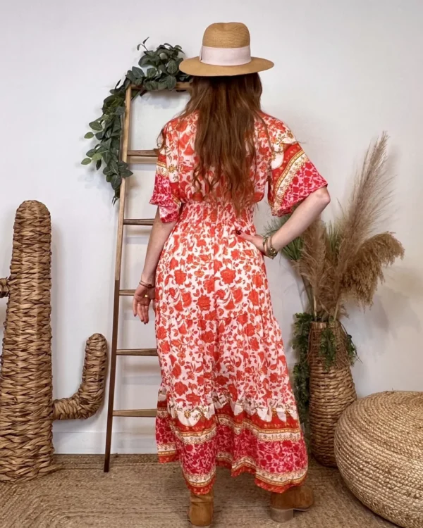 K225 - Robe longue "By One" (T36-T40) - corail - 38