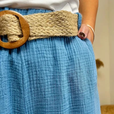 L784- Pantalon gaze de coton (TU) - bleu-jeans - taille-unique