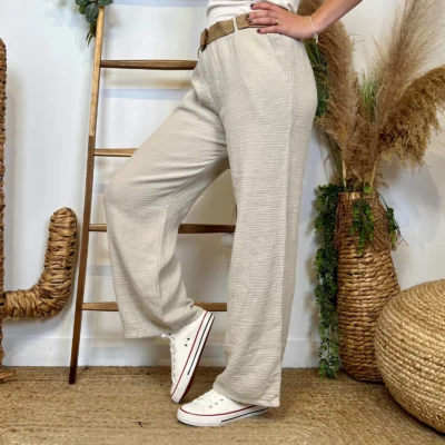 L784- Pantalon gaze de coton (TU) - beige - taille-unique