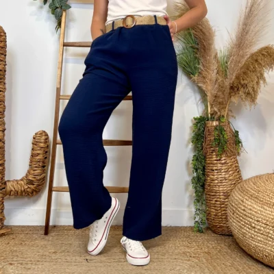 L784- Pantalon gaze de coton (TU) - marine - taille-unique