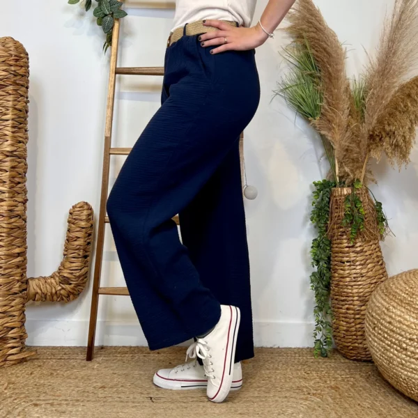 L784- Pantalon gaze de coton (TU) - marine - taille-unique