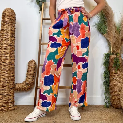 L787- Pantalon Palazzo By One (T36-T40) - orange - 38